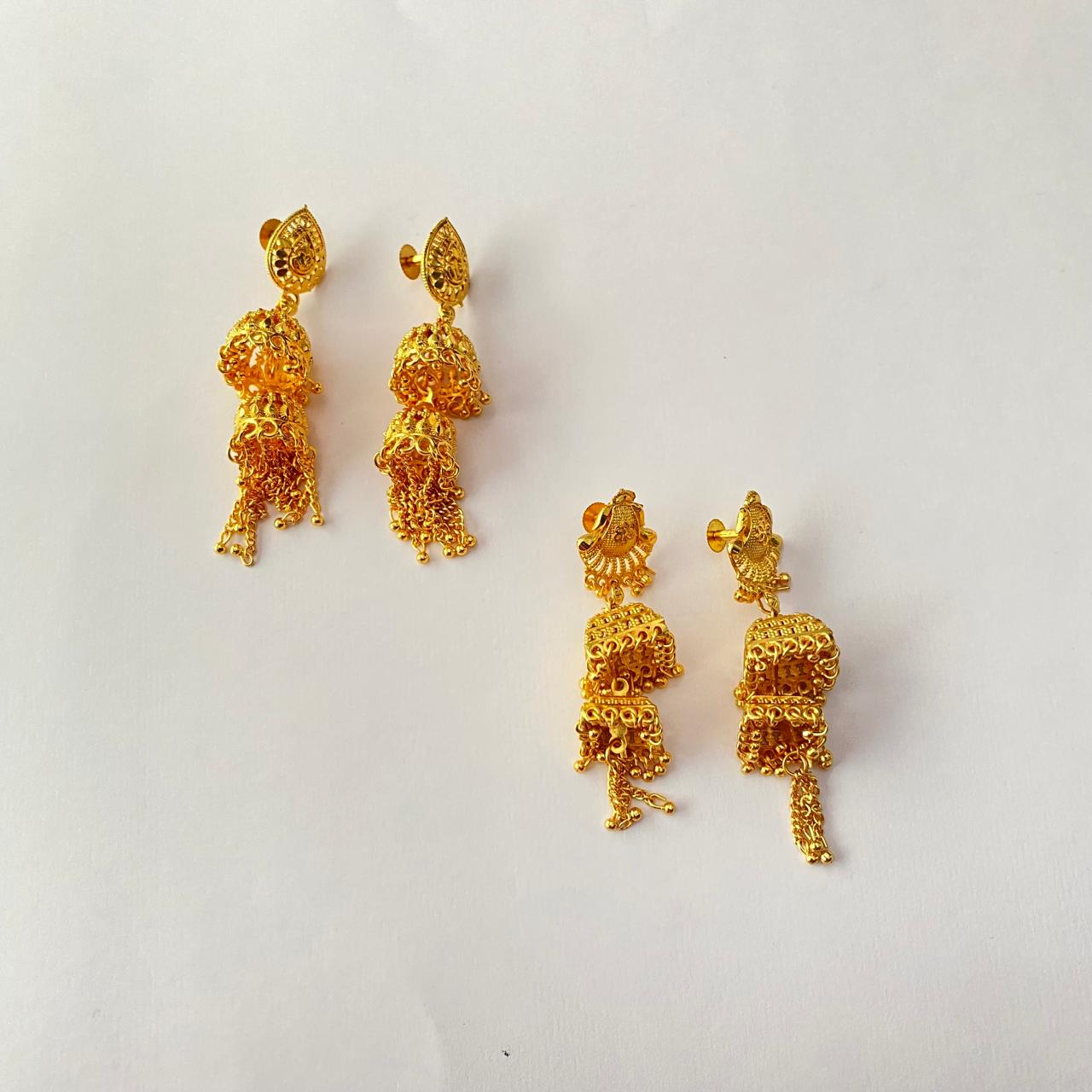 Gold Plated Layered Jhumka with Gold Plated Layered Jhumka Combo