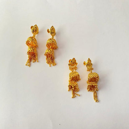 Gold Plated Layered Jhumka with Gold Plated Layered Jhumka Combo