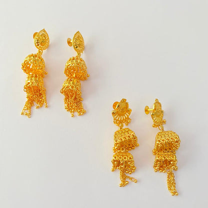 Gold Plated Layered Jhumka with Gold Plated Layered Jhumka Combo