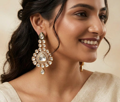 Kundan & Polki Gold Plated Drop Earring