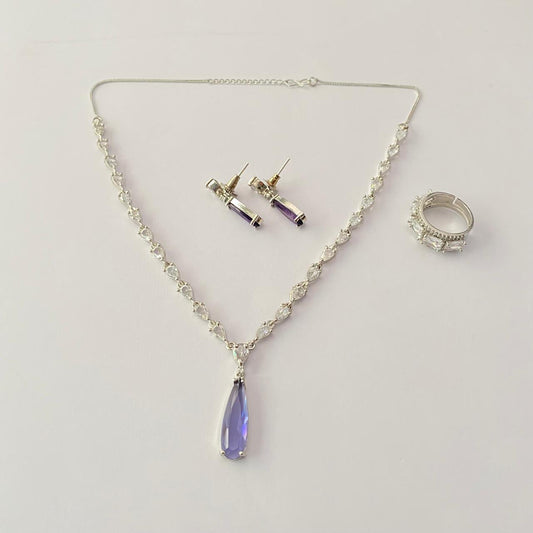 Latest design necklace with  silver plated ring combo