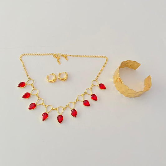 Gold plated necklace set with  bracelet combo