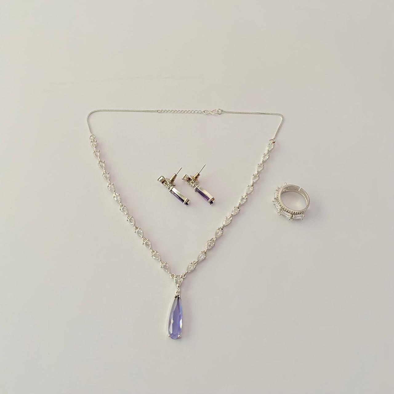 Latest design necklace with  silver plated ring combo