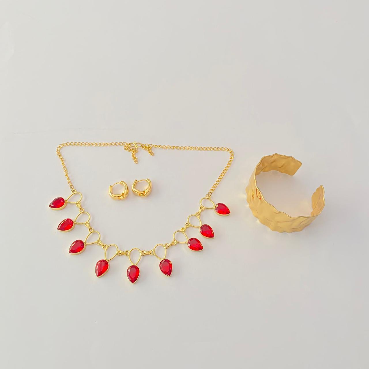 Gold plated necklace set with  bracelet combo