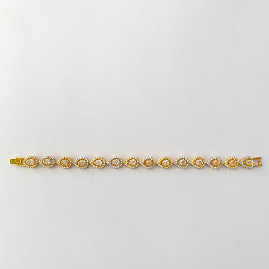 Drop Design Gold Plated Tennis Bracelet (Size- 2.6/2.8)