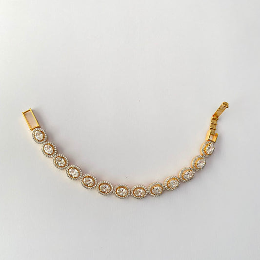 Oval Shape Gold Plated Tennis Bracelet (Size- 2.6/2.8)