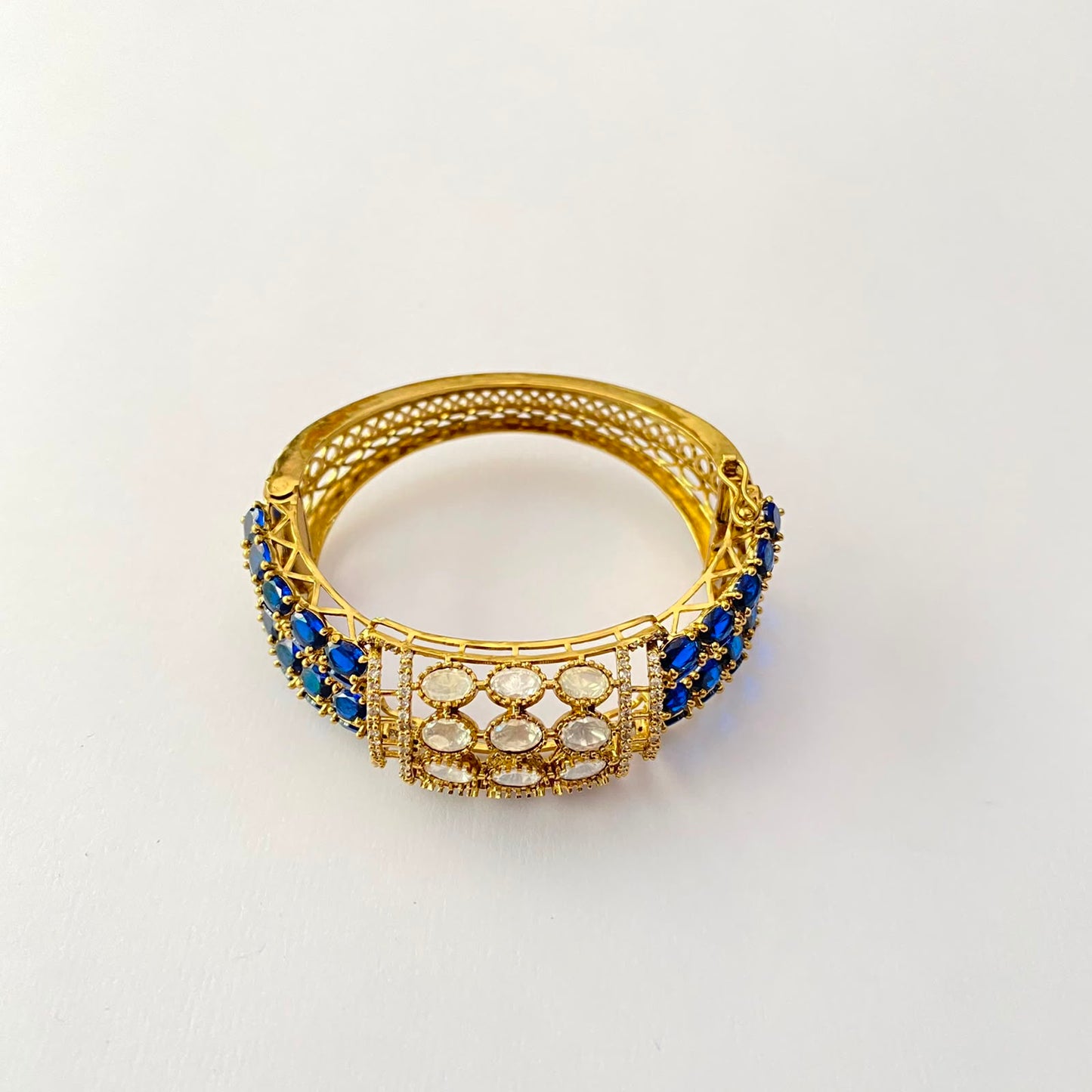 Antique Gold Moissanite Blue Bracelet