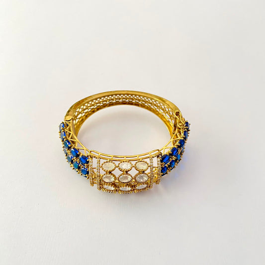 Antique Gold Moissanite Blue Bracelet
