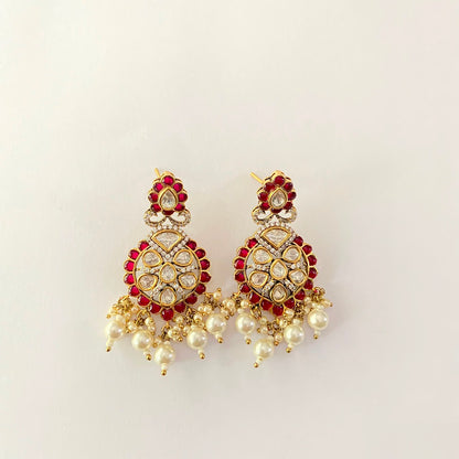 Ruby Gold Plated Chandbali Earring