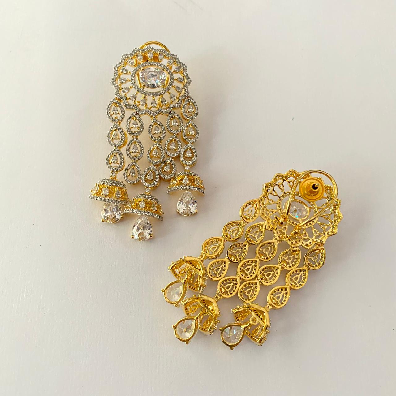 Diamond Gold Plated Big Earring