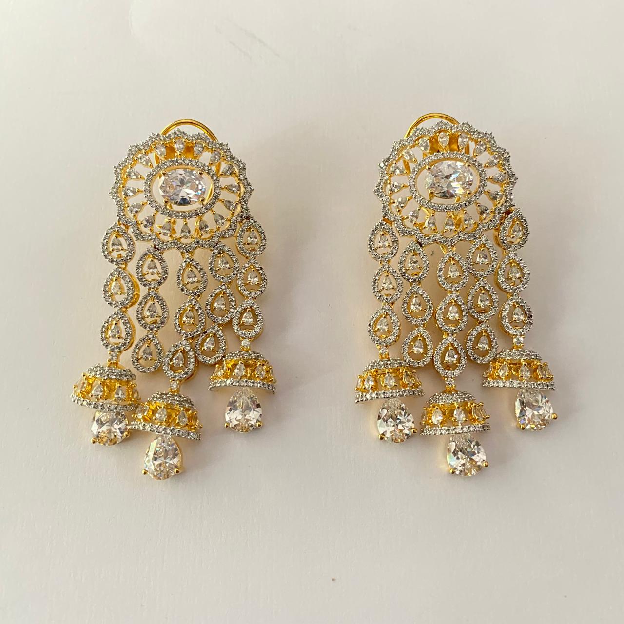 Diamond Gold Plated Big Earring