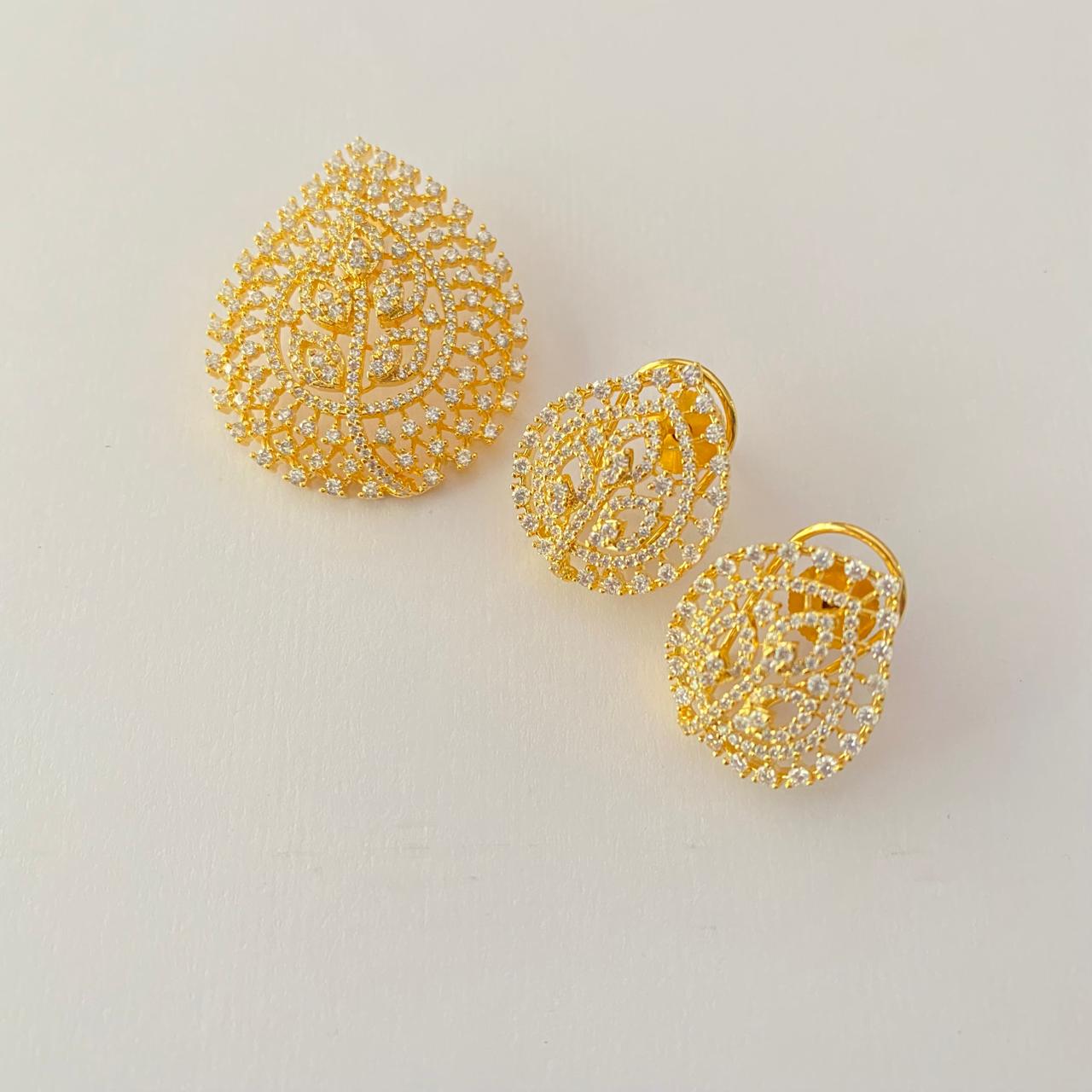 Gold Plated Diaomd Pendant Set