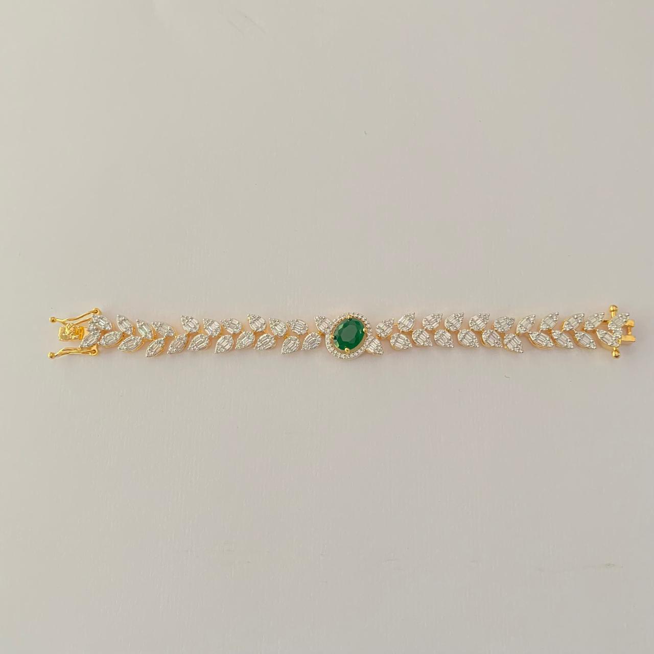Emerald Gold Plated Diamond Tennis Bracelet