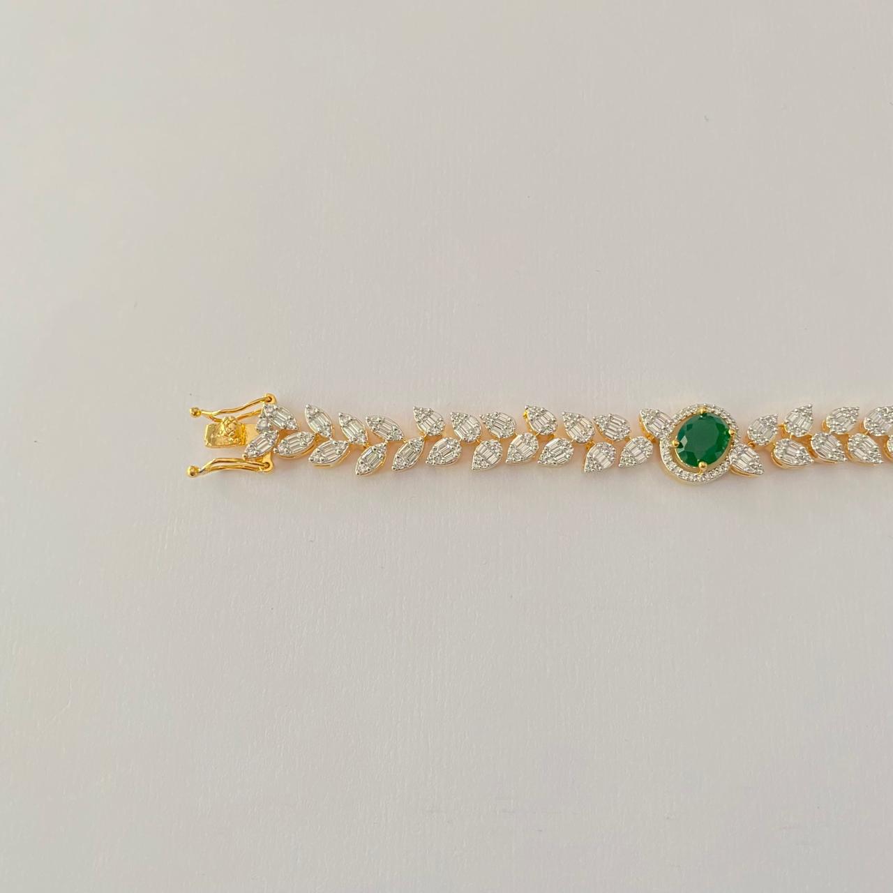 Emerald Gold Plated Diamond Tennis Bracelet