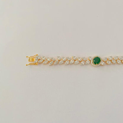 Emerald Gold Plated Diamond Tennis Bracelet