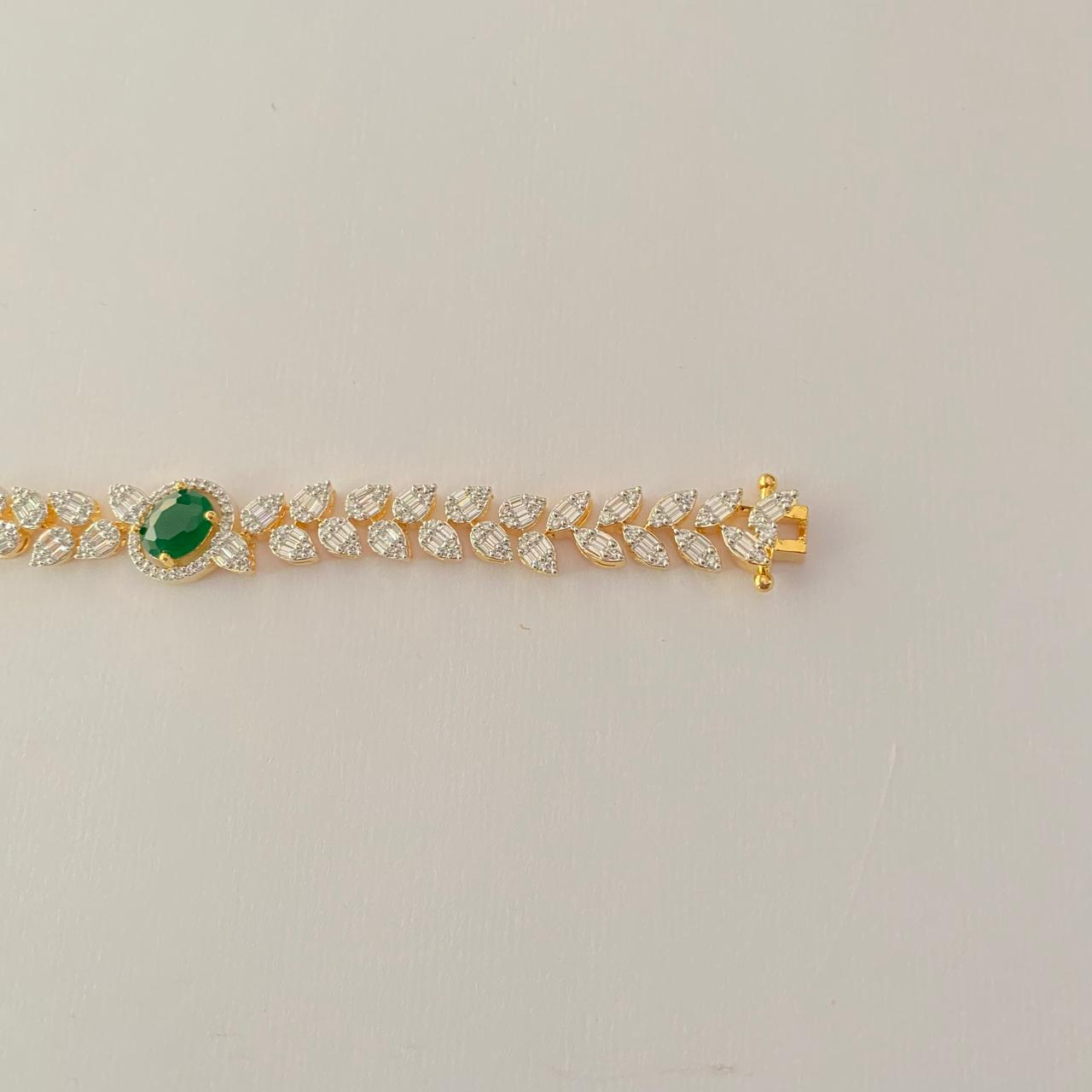 Emerald Gold Plated Diamond Tennis Bracelet