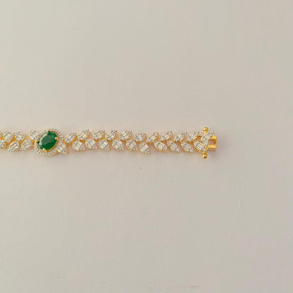 Emerald Gold Plated Diamond Tennis Bracelet