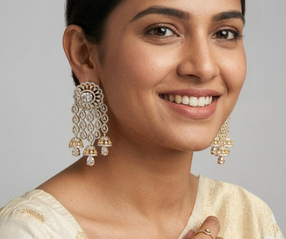 Diamond Gold Plated Big Earring