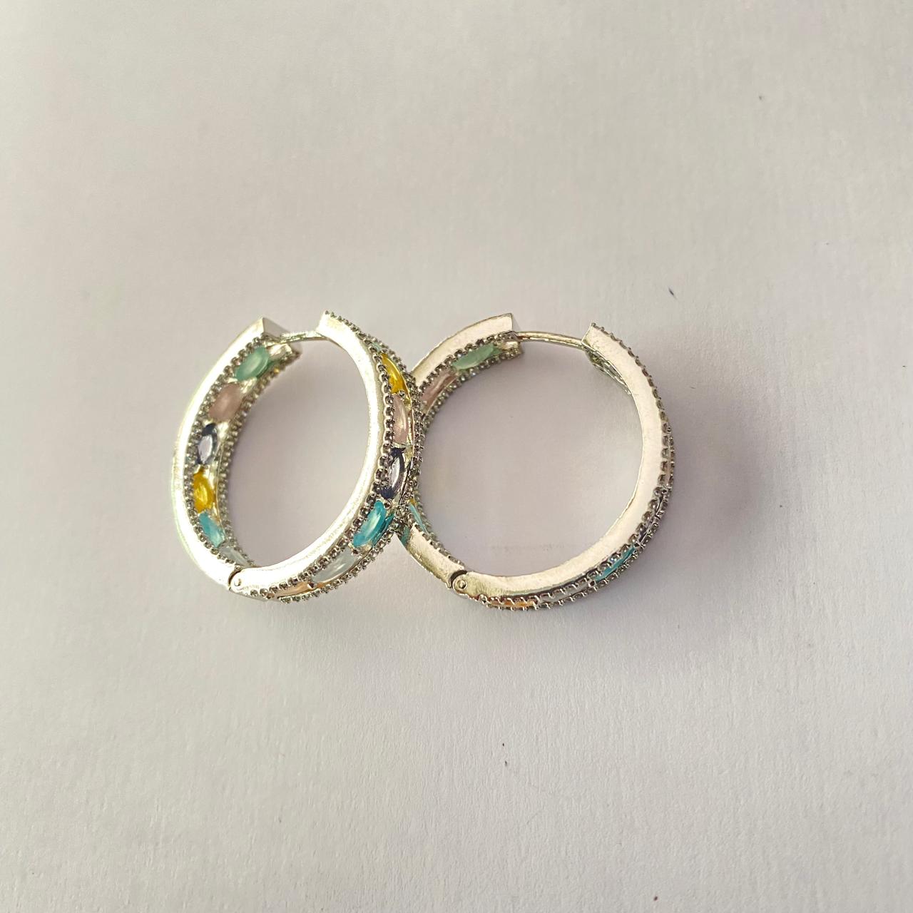Silver Plated Diamond Multi Color Bali