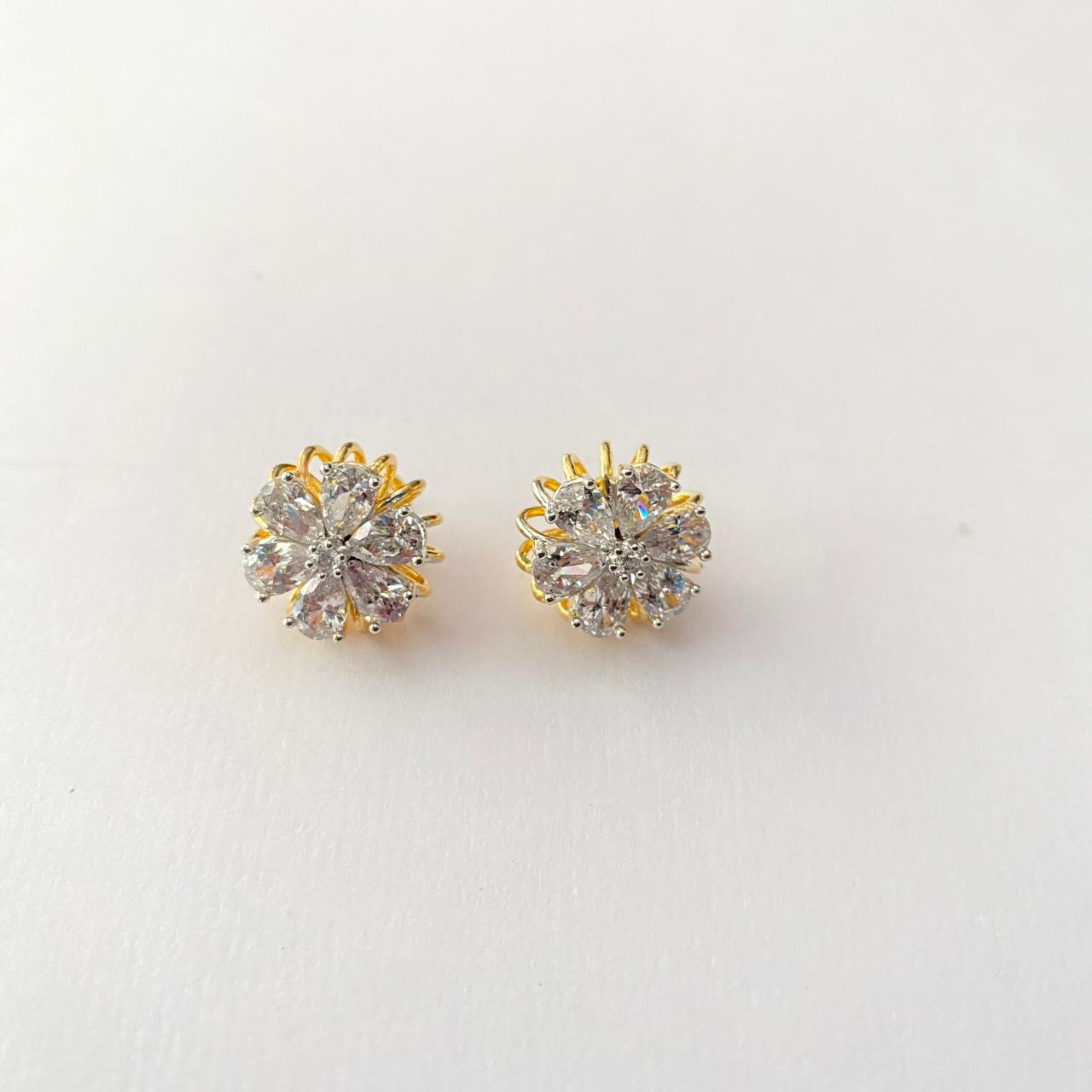 Flower Design Gold Plated Solitaire