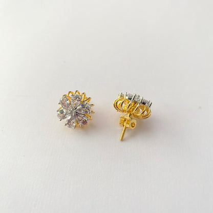 Flower Design Gold Plated Solitaire
