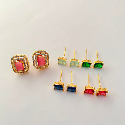 Square Shape Gold Plated Changeable Earring