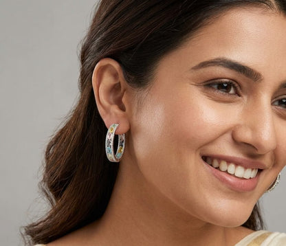 Silver Plated Diamond Multi Color Bali