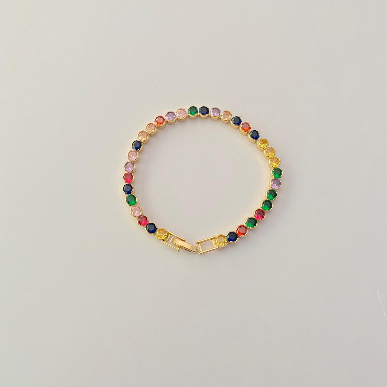 Multi Stone gold plated Sleek latest design tennis Bracelet