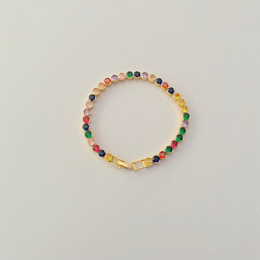 Multi Stone gold plated Sleek latest design tennis Bracelet