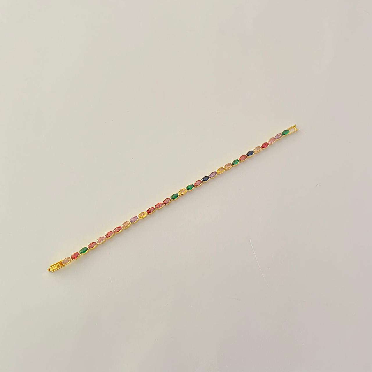 Multi Stone gold plated Sleek fancy tennis Bracelet