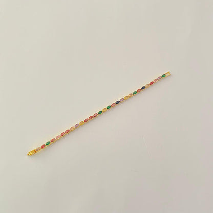 Multi Stone gold plated Sleek fancy tennis Bracelet