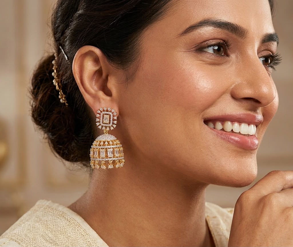 Diamond Gold Plated Jhumka Earring