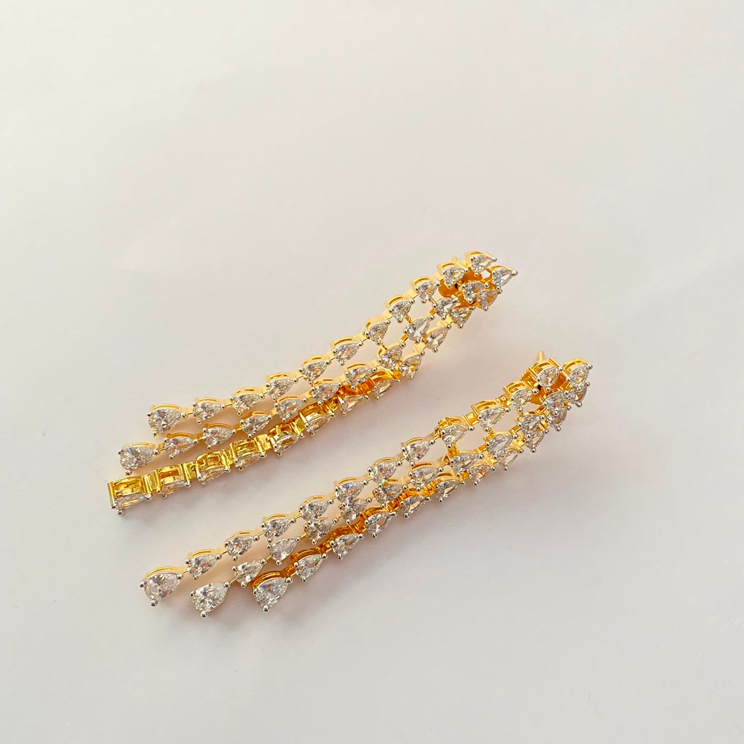 Gold Plated Long Diamond Earring