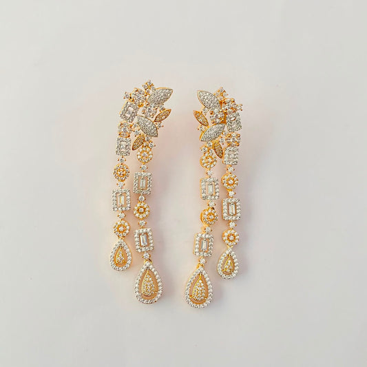 Silver & Gold Plated Diamond Earring