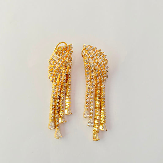 Gold Plated Diamond Earring With Back Clip