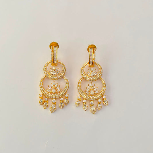 Gold Plated Chand Bali Diamond Earring