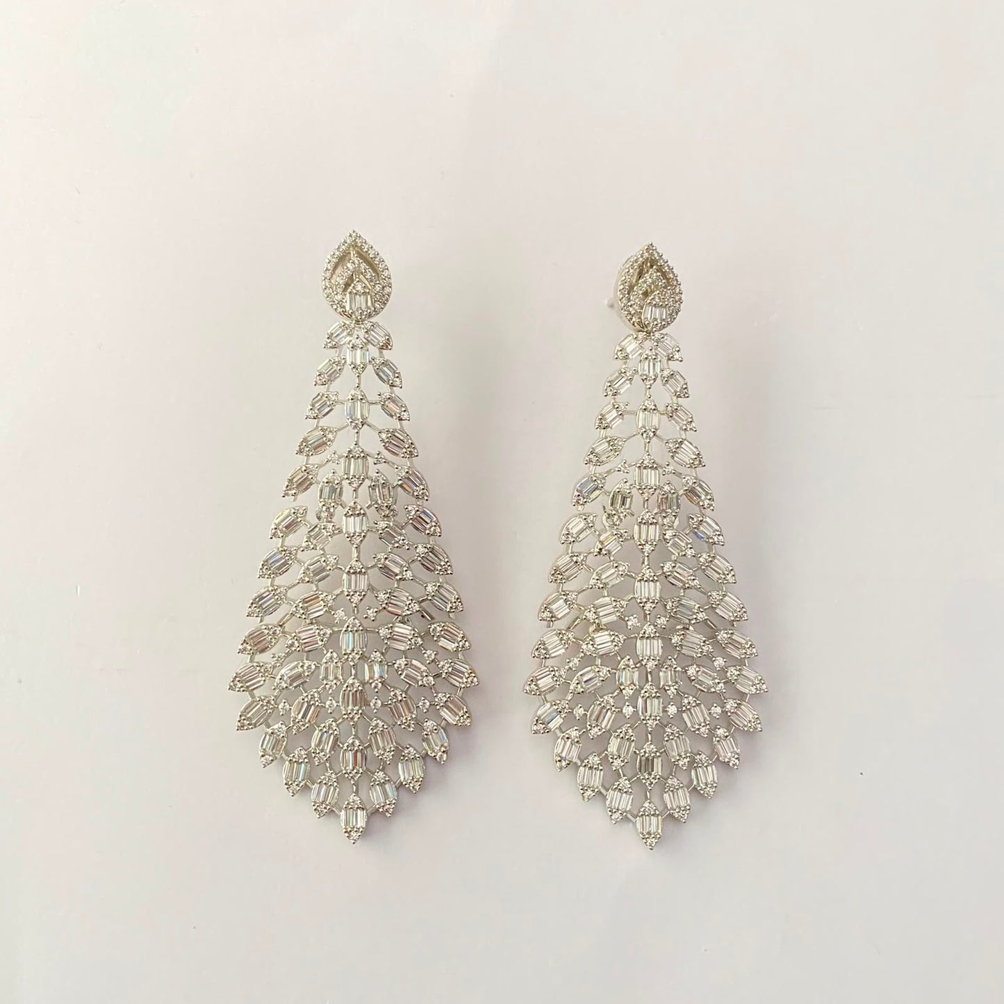 Silver Plated Diamond Long Earring