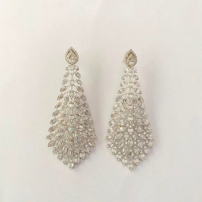 Silver Plated Diamond Long Earring