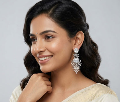 Silver Plated Diamond Earring