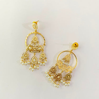 All Pearl Jadau Gold Plated Chandbali Earring