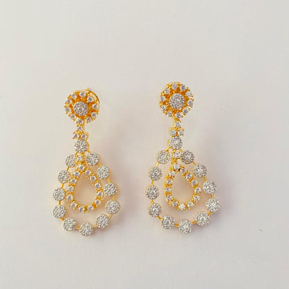 Gold Plated with Dropn Design Diamond Earring