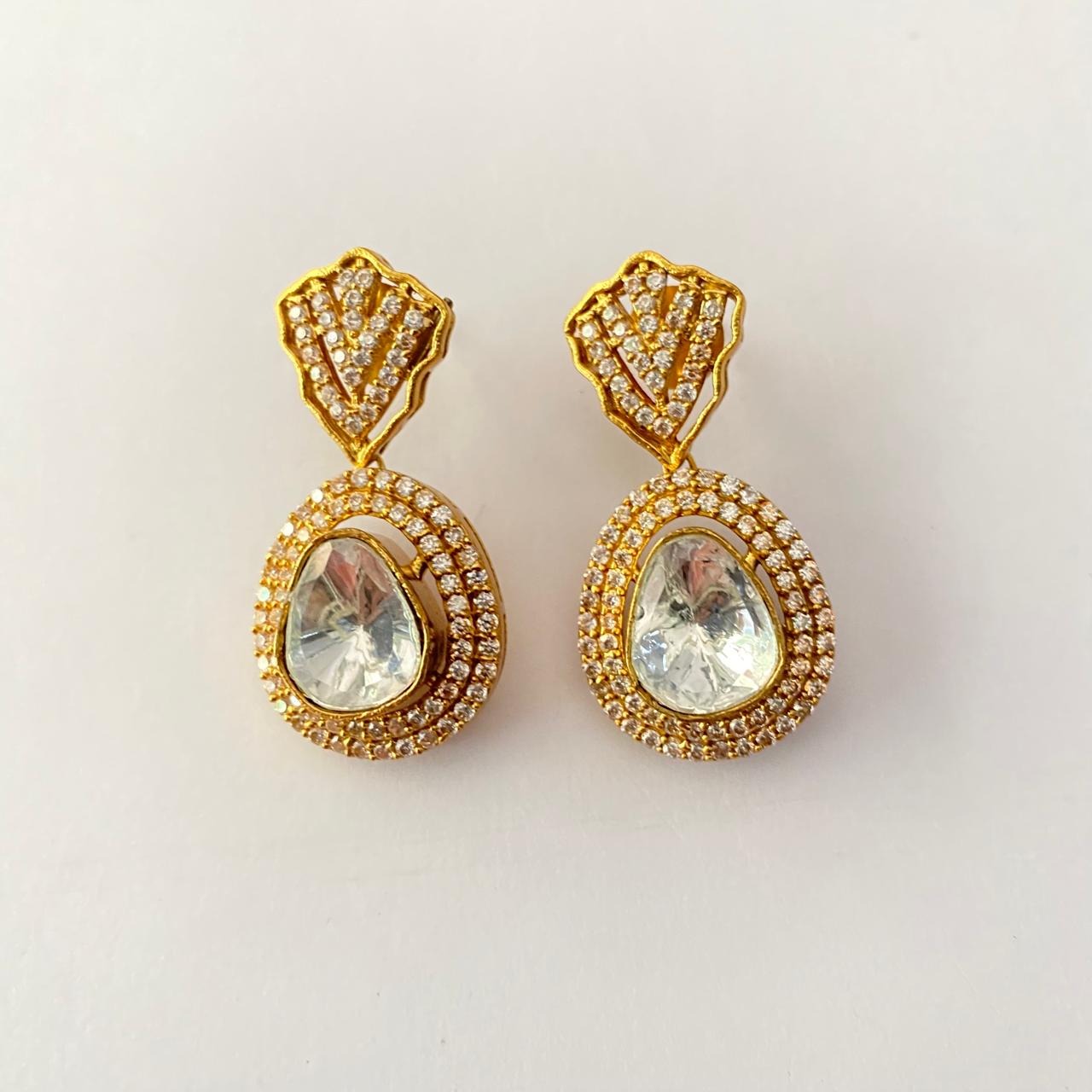 Antique Gold Plated Polki Earring