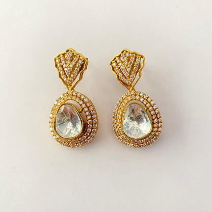 Antique Gold Plated Polki Earring