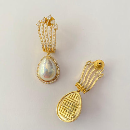 Diamond Gold Plated with Pearl Earring