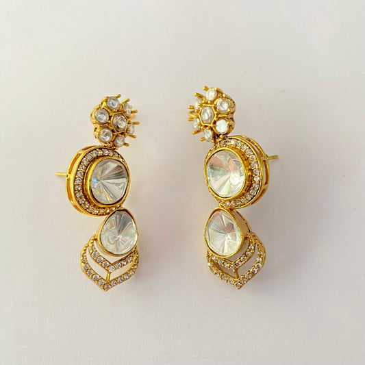 Polki Antique Gold Plated Earring