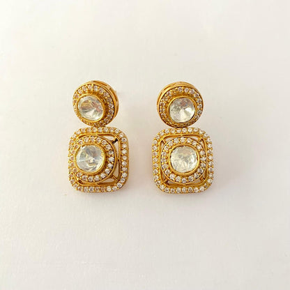 Polki Antique Gold Plated Earring