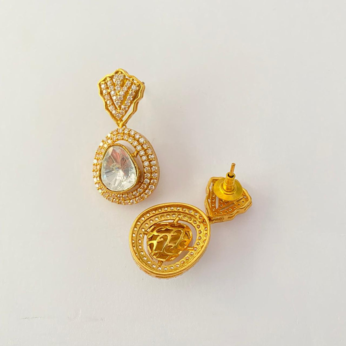 Antique Gold Plated Polki Earring