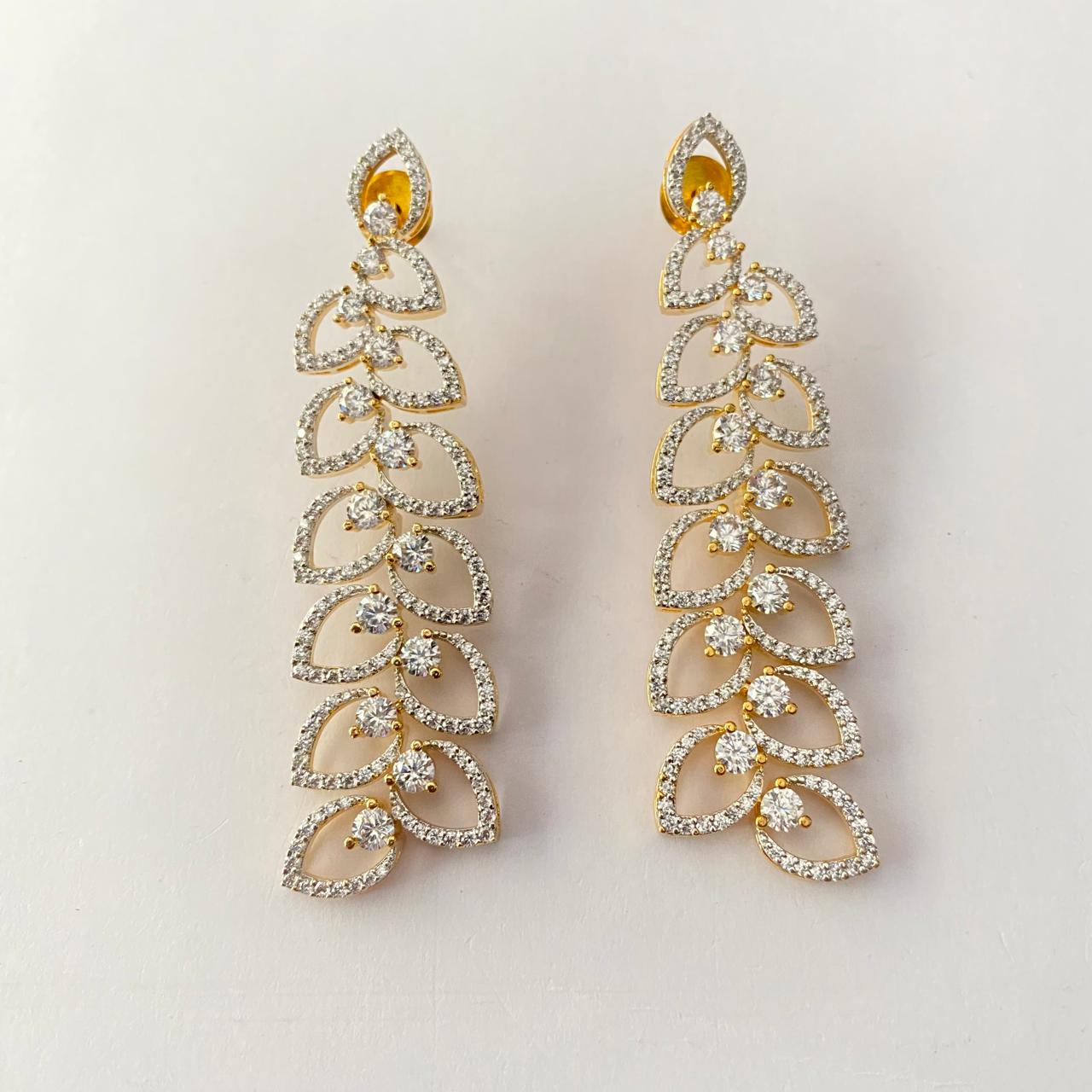 Diamond Gold Plated Floral Earring