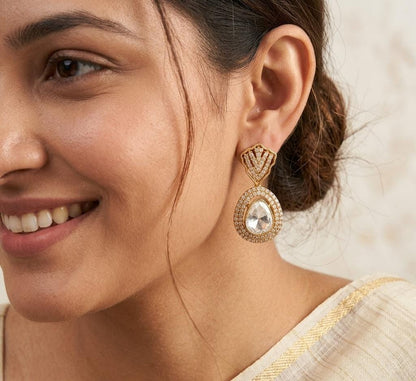 Antique Gold Plated Polki Earring