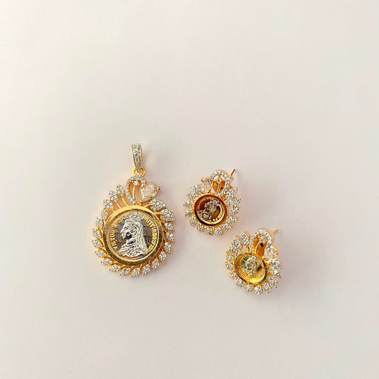 Gold Plated Diamond Gini Pendant Set